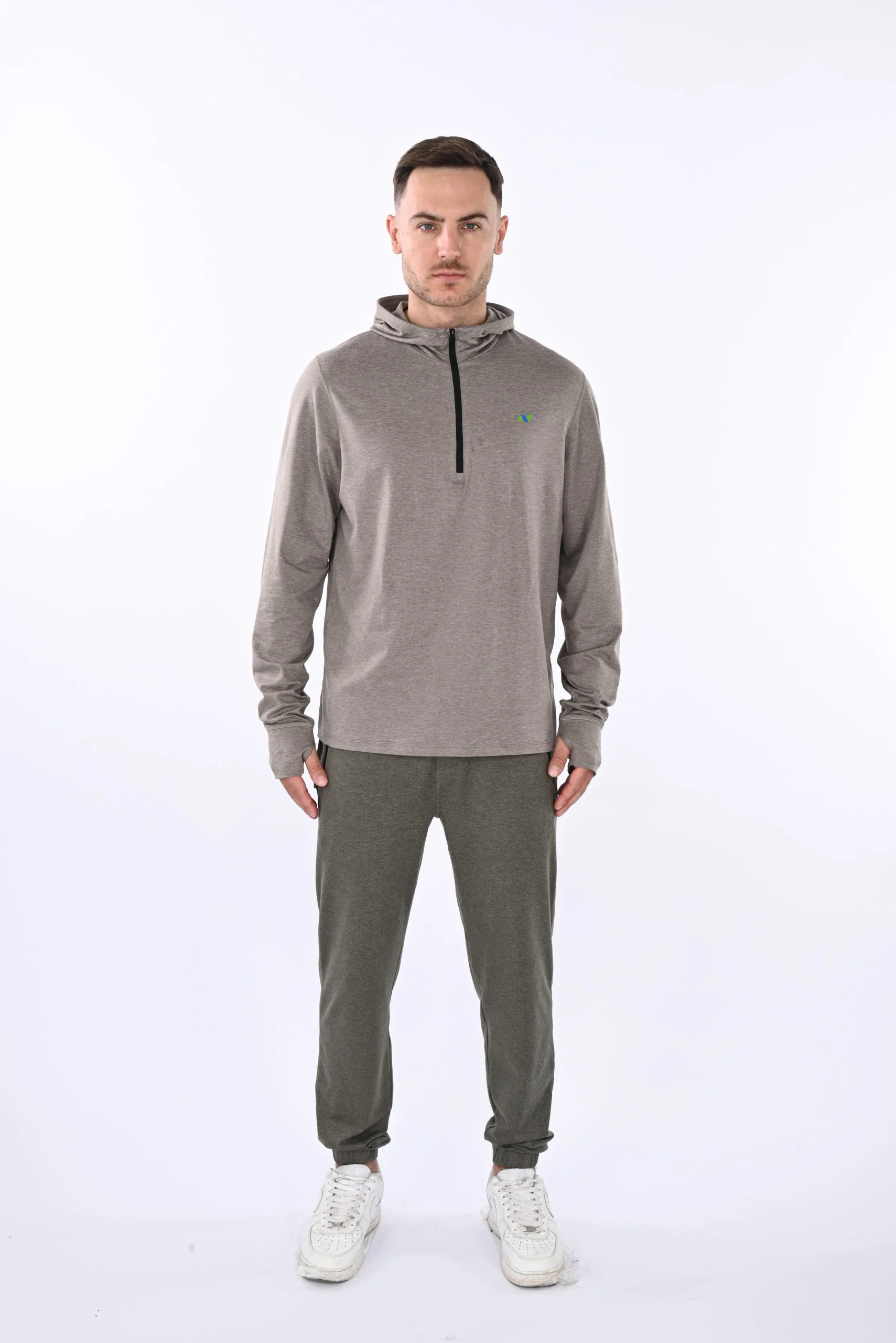 Gray Heather Hoodie with 1/4 Zip - Image 14