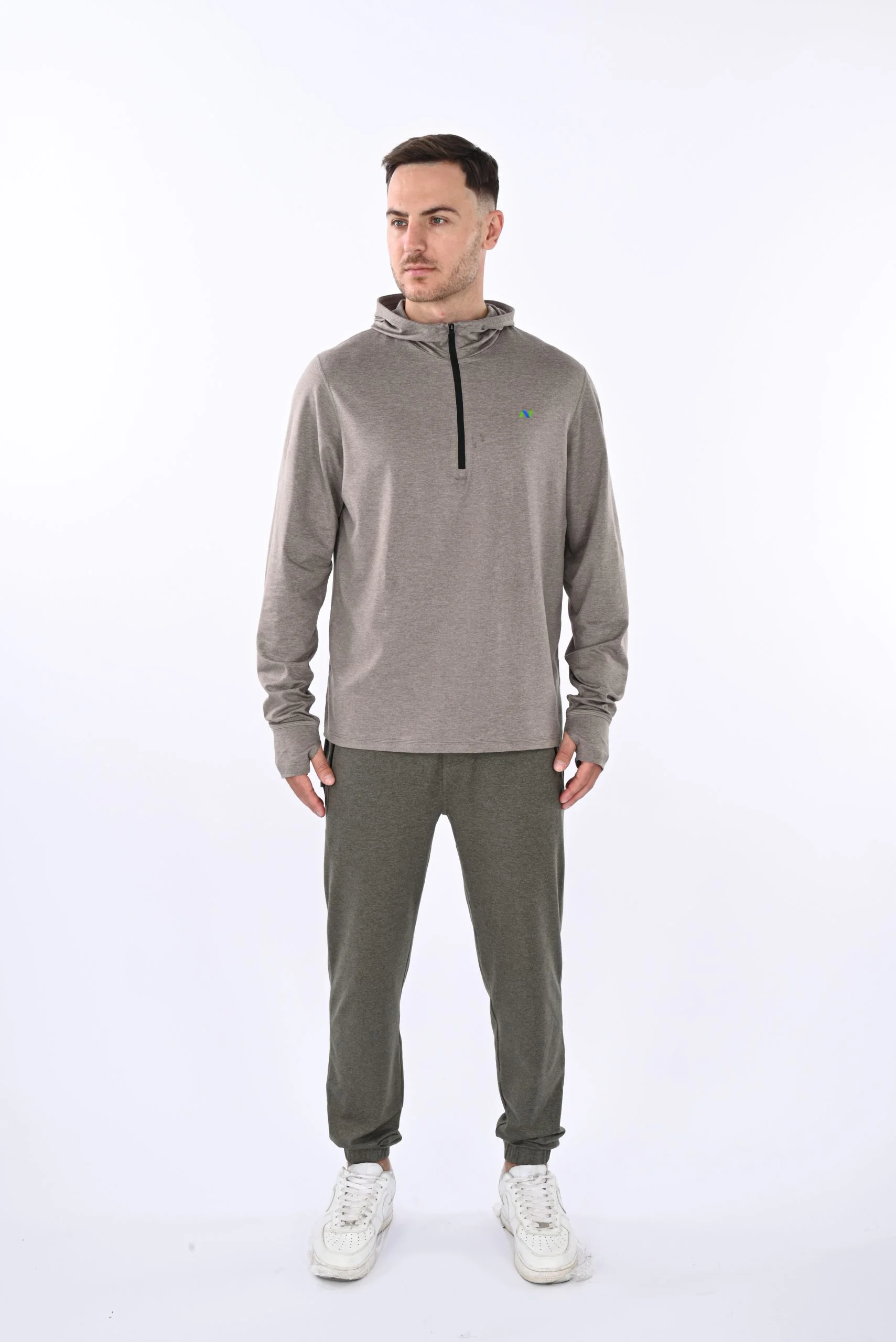 Gray Heather Hoodie with 1/4 Zip - Image 13