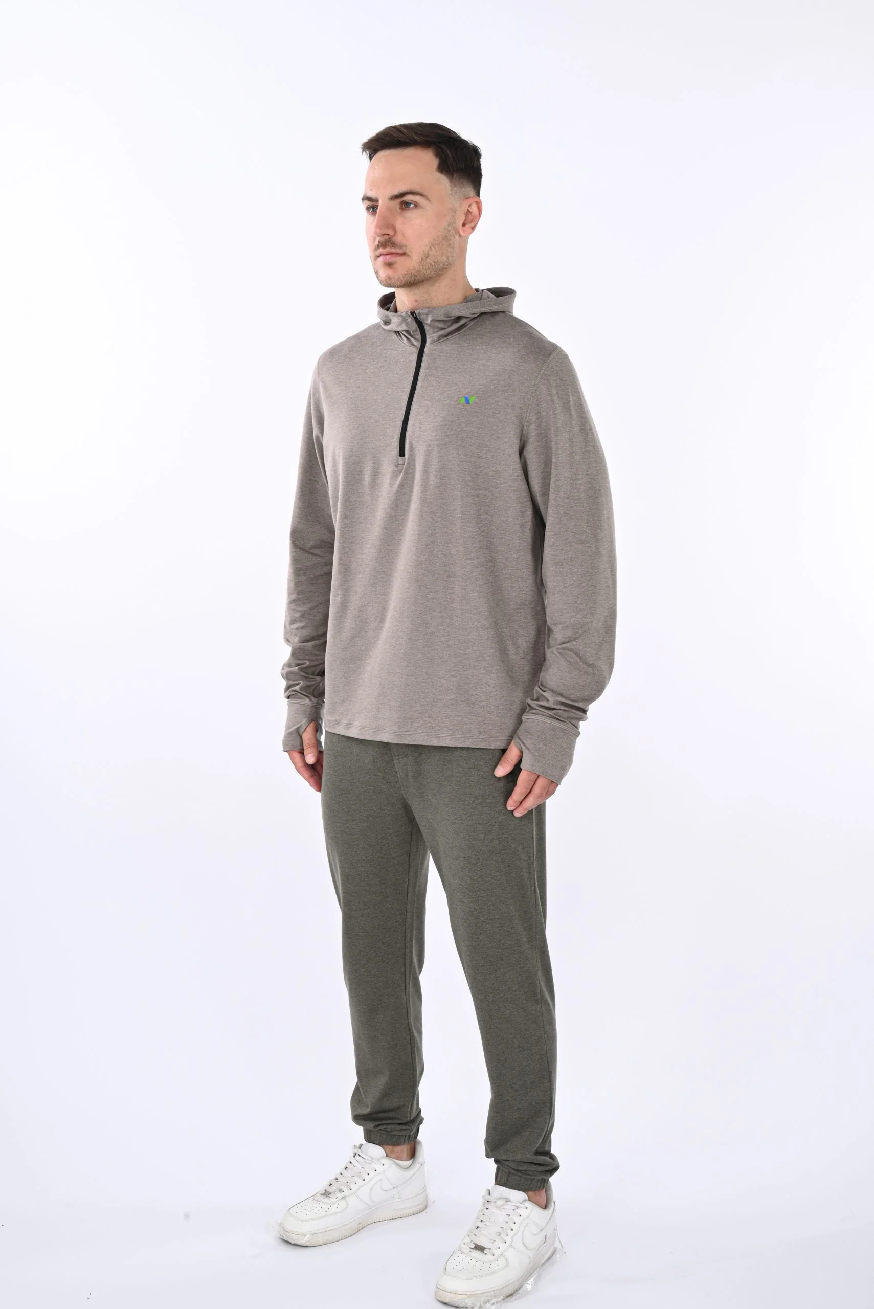 Gray Heather Hoodie with 1/4 Zip - Image 12