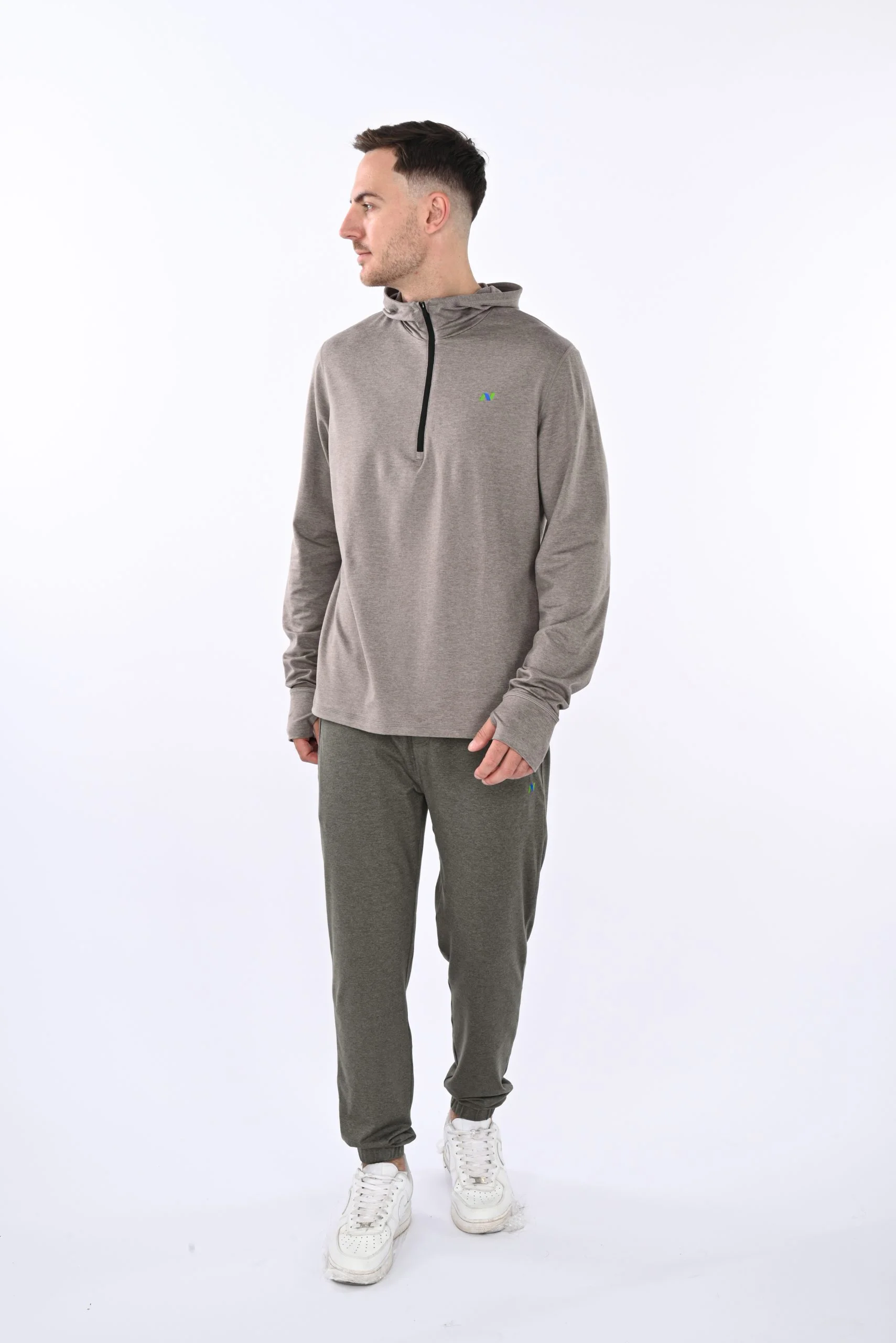 Gray Heather Hoodie with 1/4 Zip - Image 11