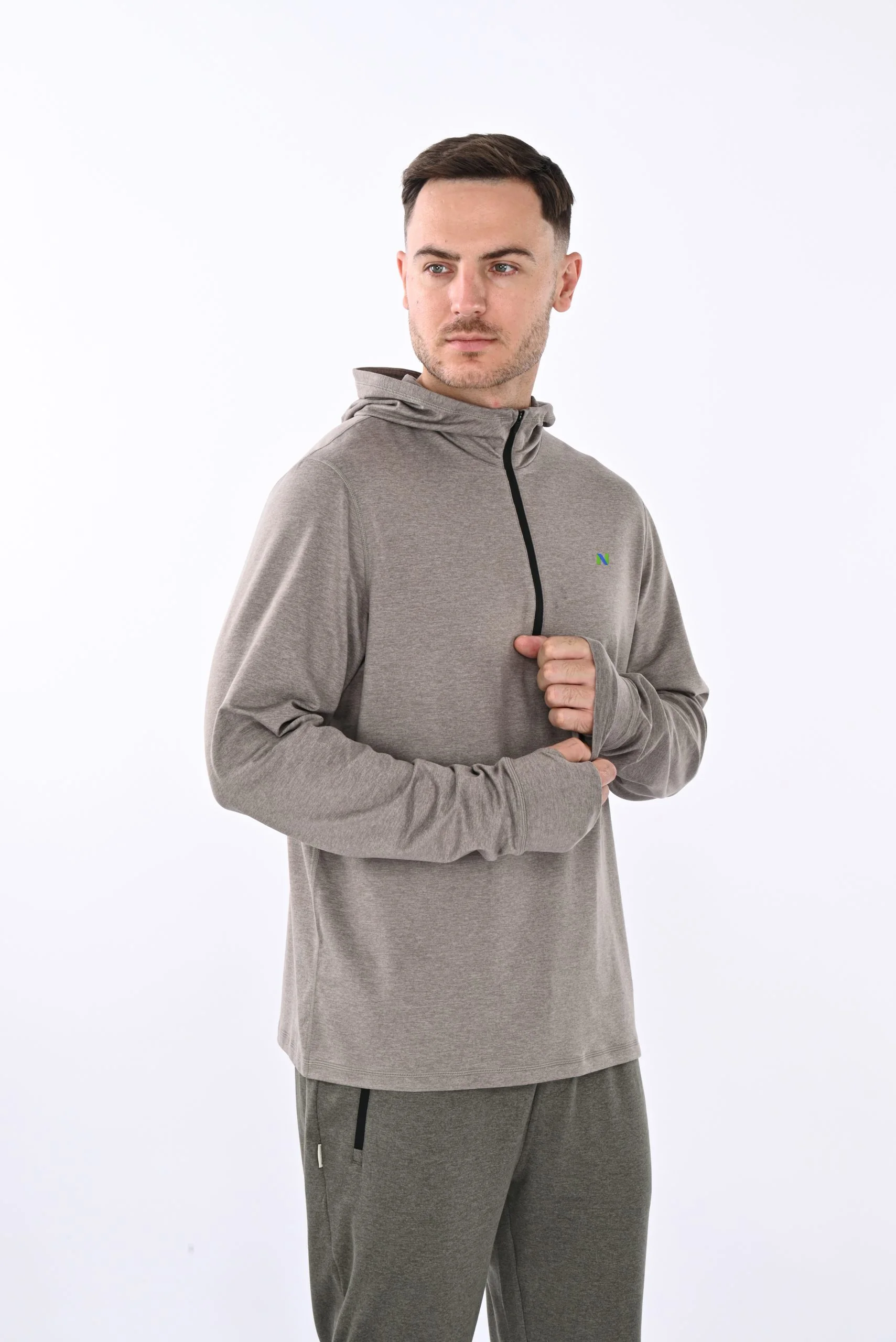 Gray Heather Hoodie with 1/4 Zip - Image 10