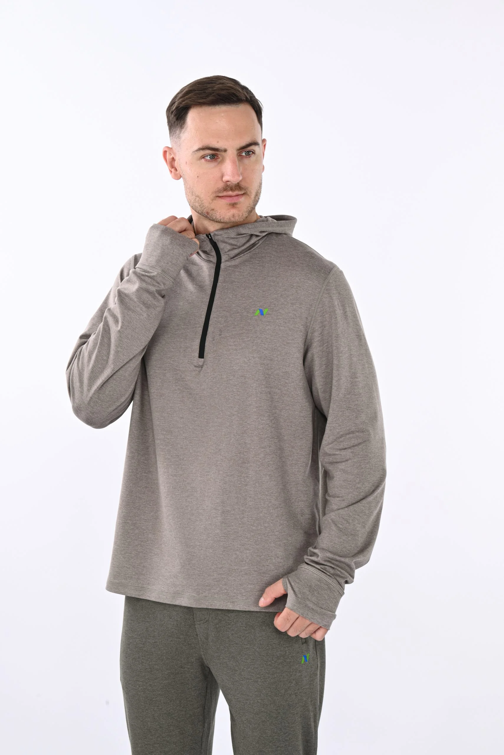 Gray Heather Hoodie with 1/4 Zip