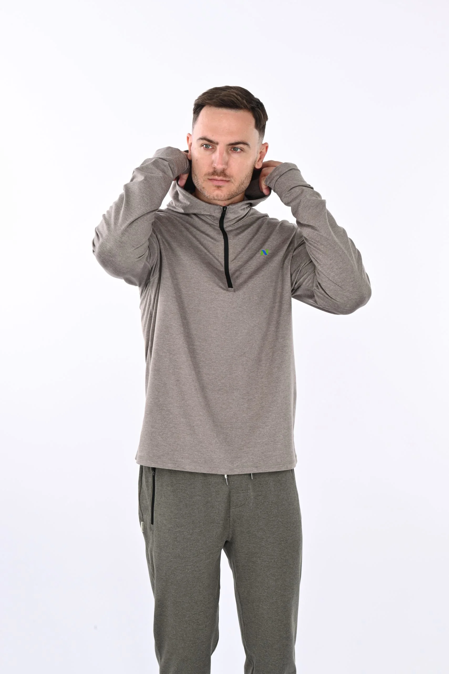 Gray Heather Hoodie with 1/4 Zip - Image 9