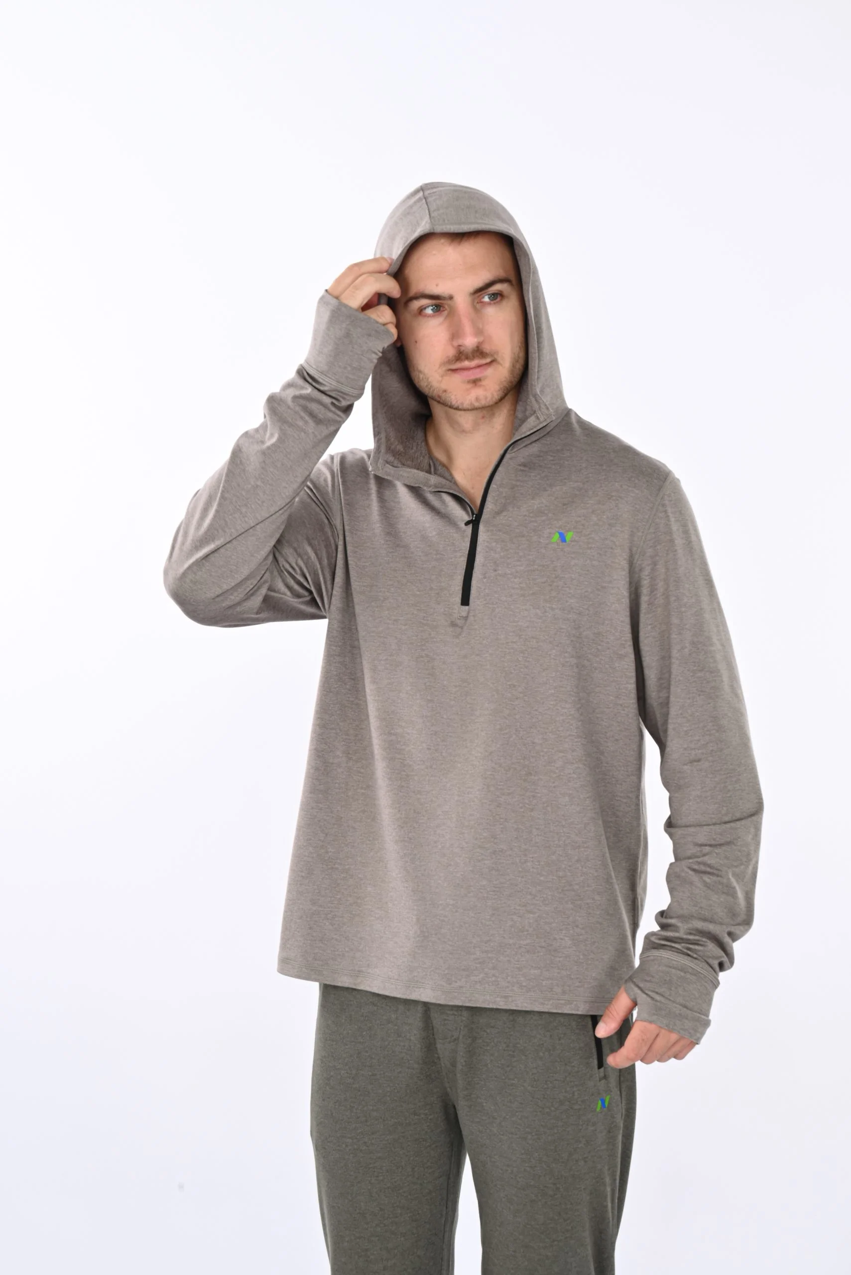 Gray Heather Hoodie with 1/4 Zip - Image 8