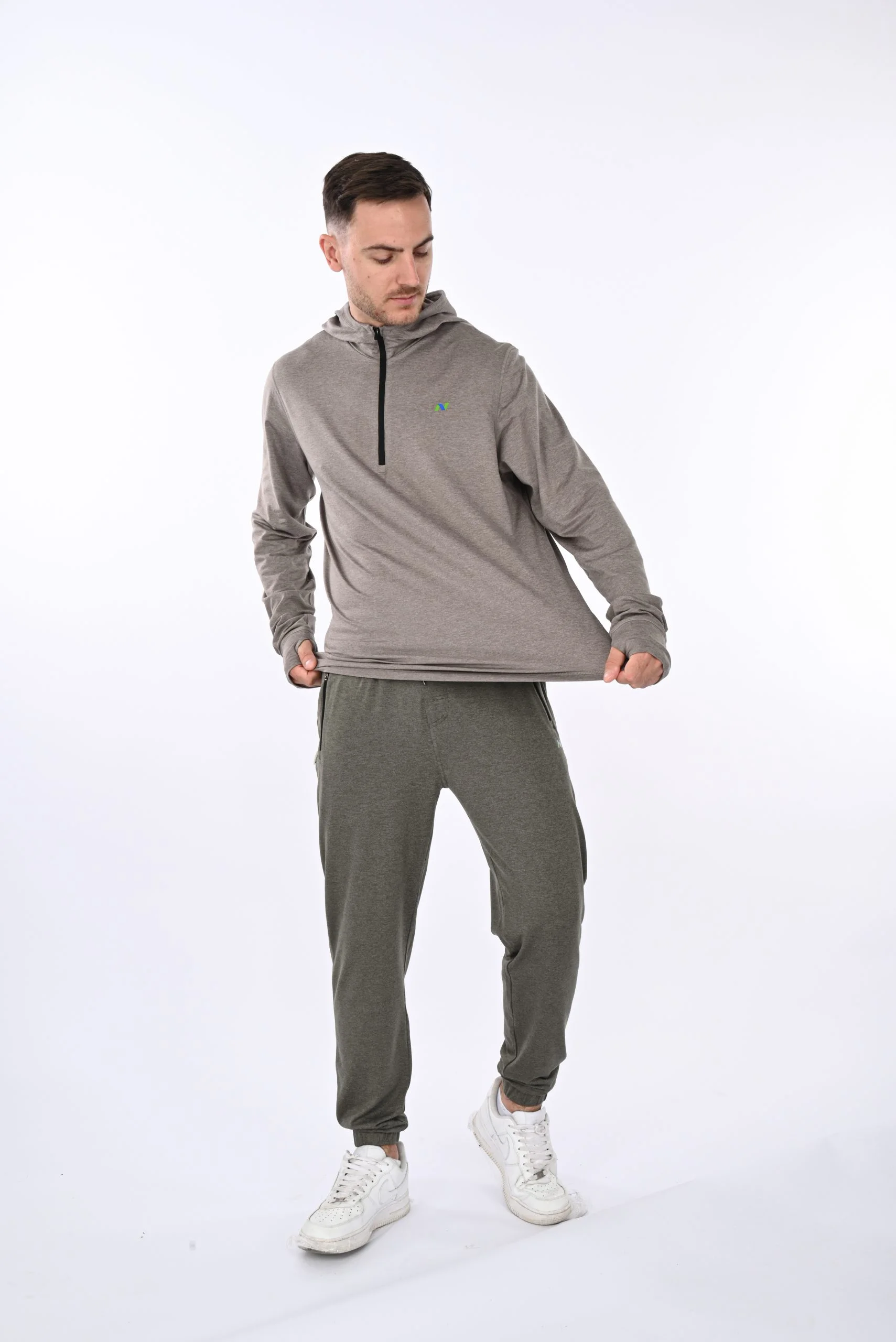 Gray Heather Hoodie with 1/4 Zip - Image 7