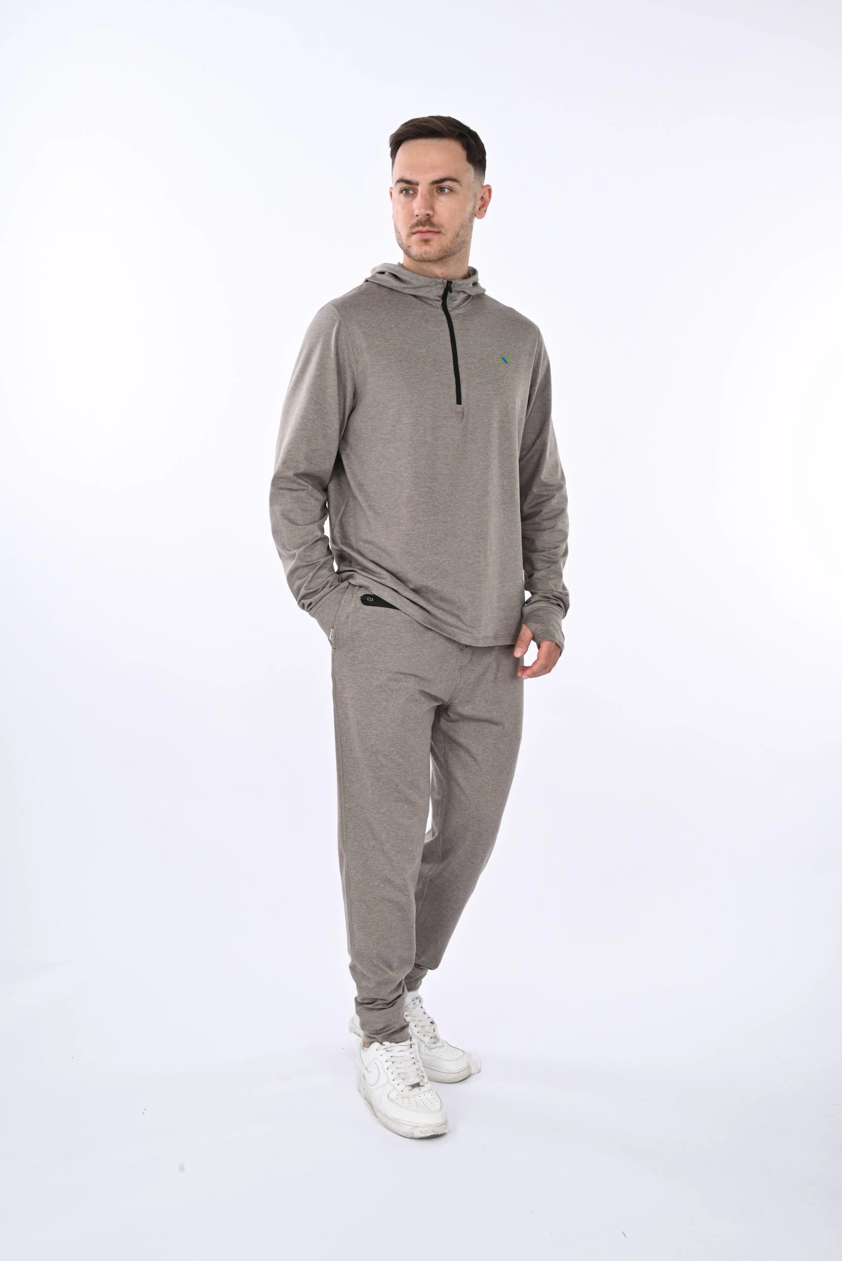 Gray Heather Hoodie with 1/4 Zip - Image 4