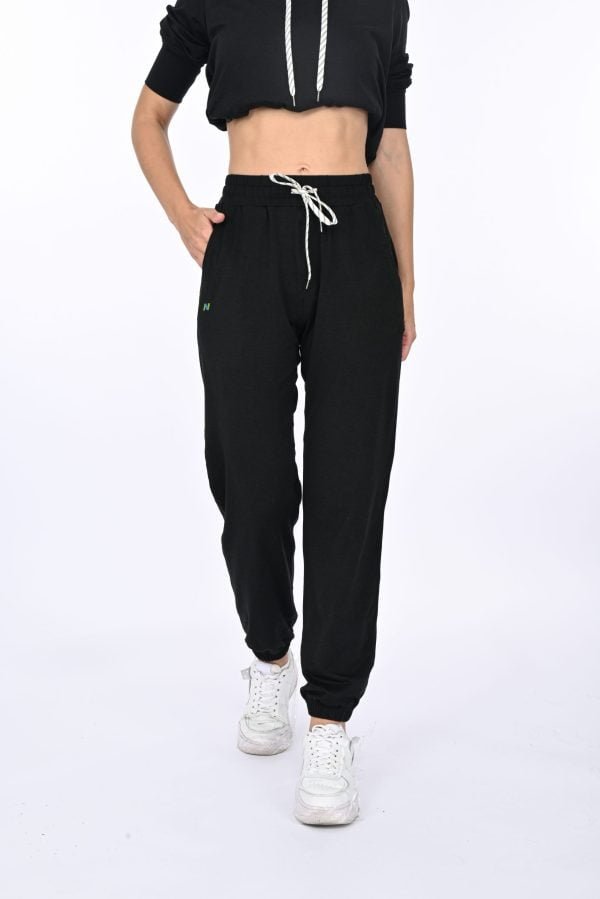 Black Heather Drawstring Pants