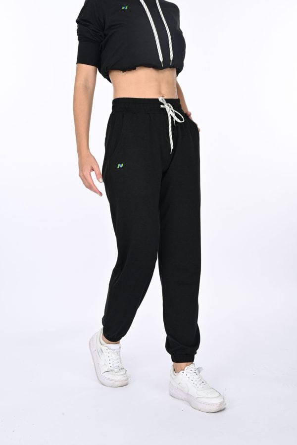 Black Heather Drawstring Pants - Image 3