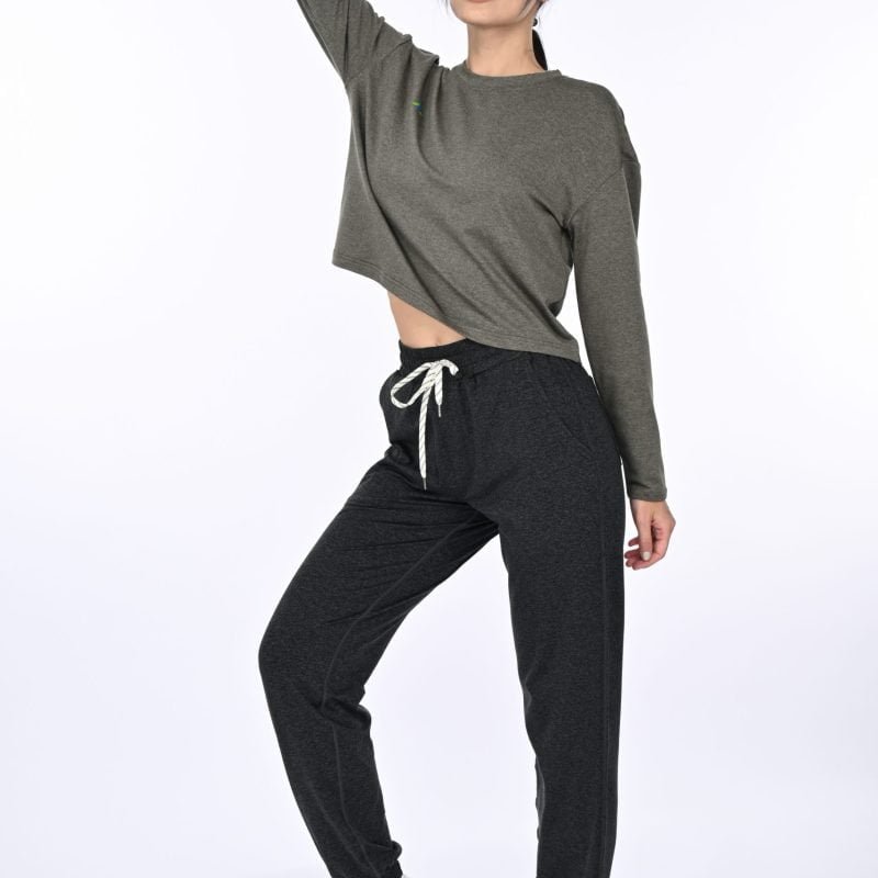 Oregano Heather Pullover Crop Top