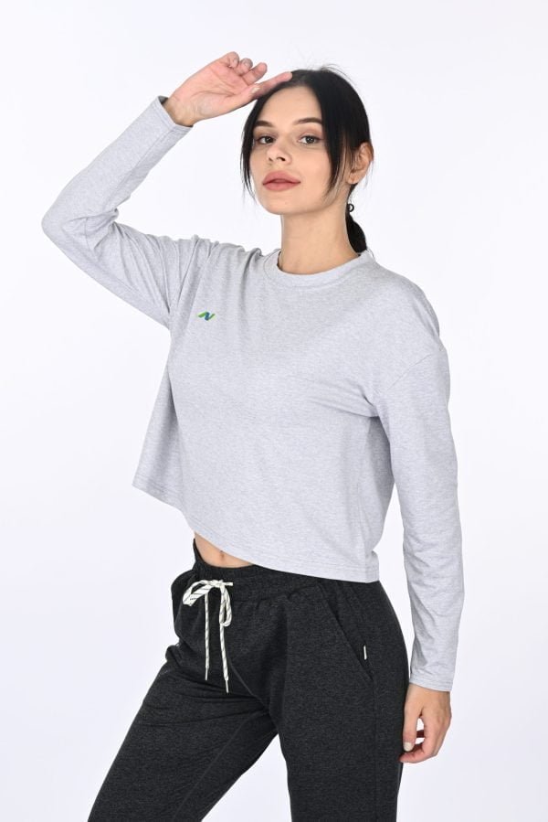 Platinum Heather Pullover Crop Top