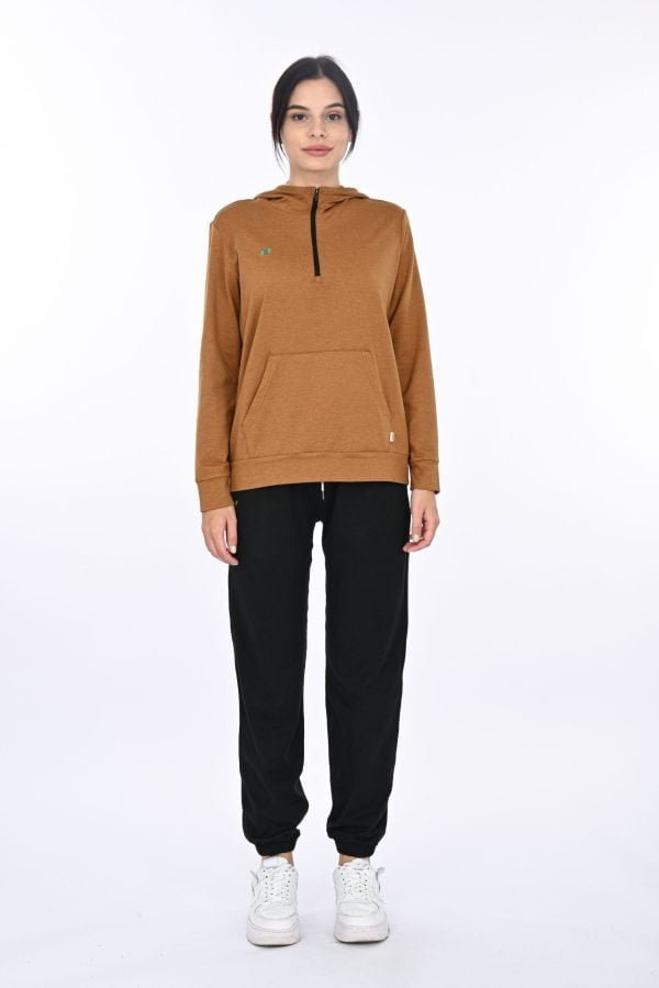 Walnut Heather Hoodie with Front Pocket - Image 3