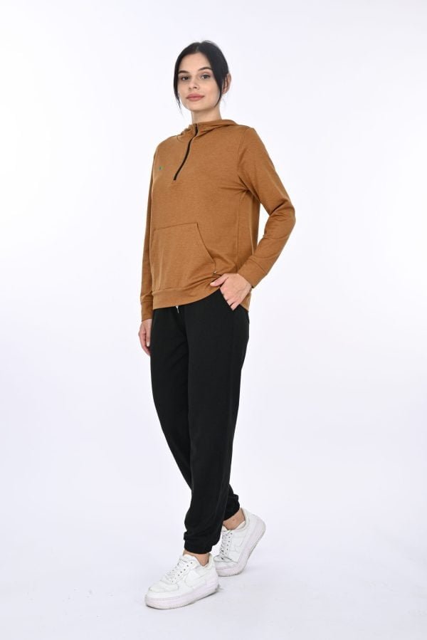 Walnut Heather Hoodie with Front Pocket - Image 4