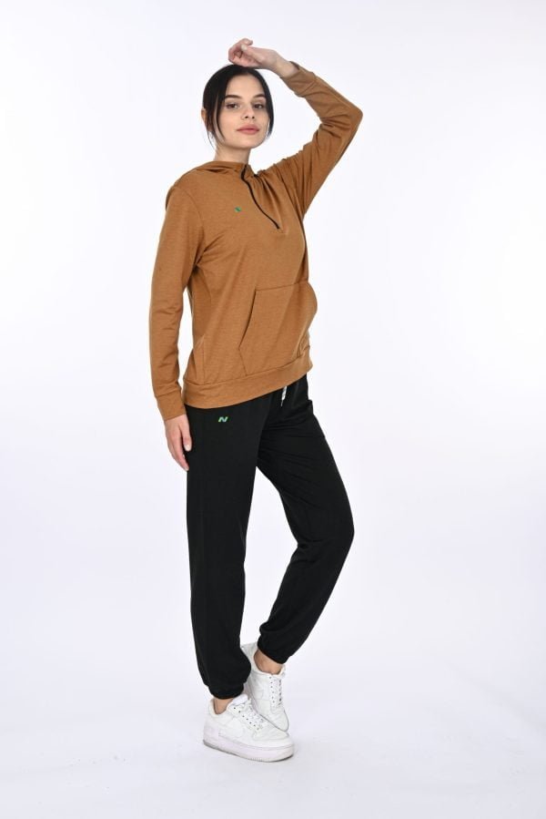 Walnut Heather Hoodie with Front Pocket - Image 6