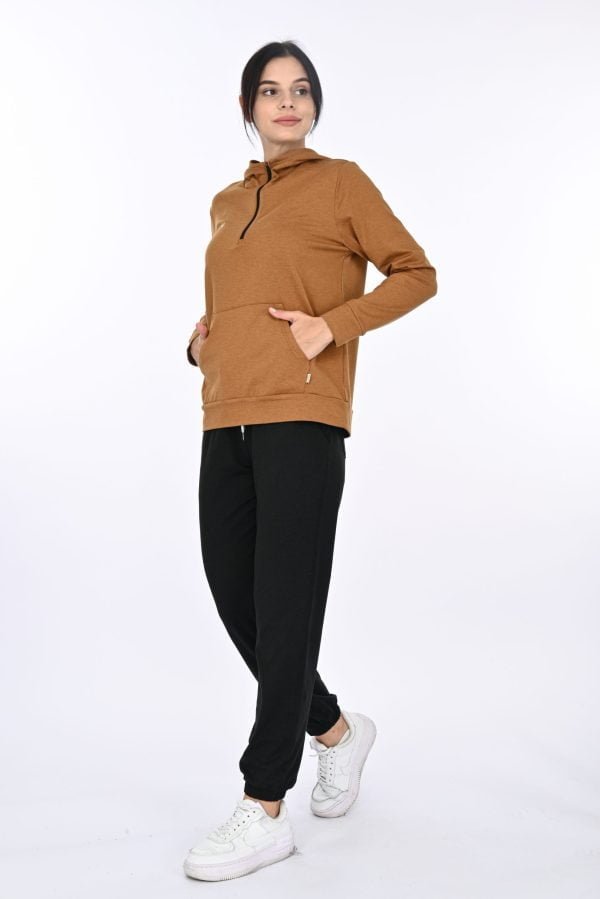 Walnut Heather Hoodie with Front Pocket - Image 7