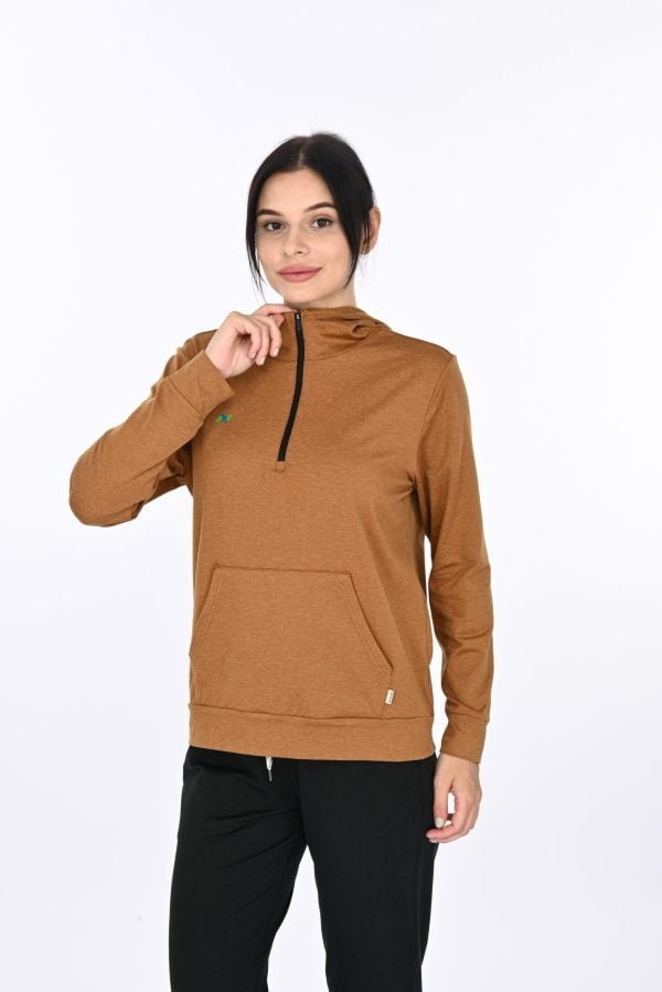 Walnut Heather Hoodie with Front Pocket - Image 9