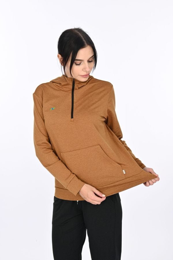 Walnut Heather Hoodie with Front Pocket - Image 11