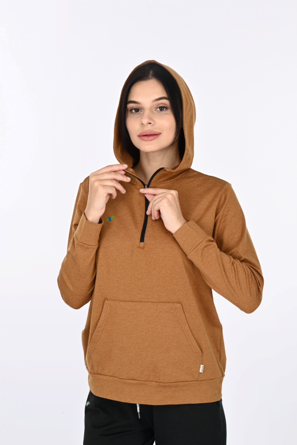 Walnut Heather Hoodie with Front Pocket