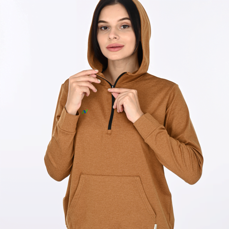 Walnut Heather Hoodie with Front Pocket